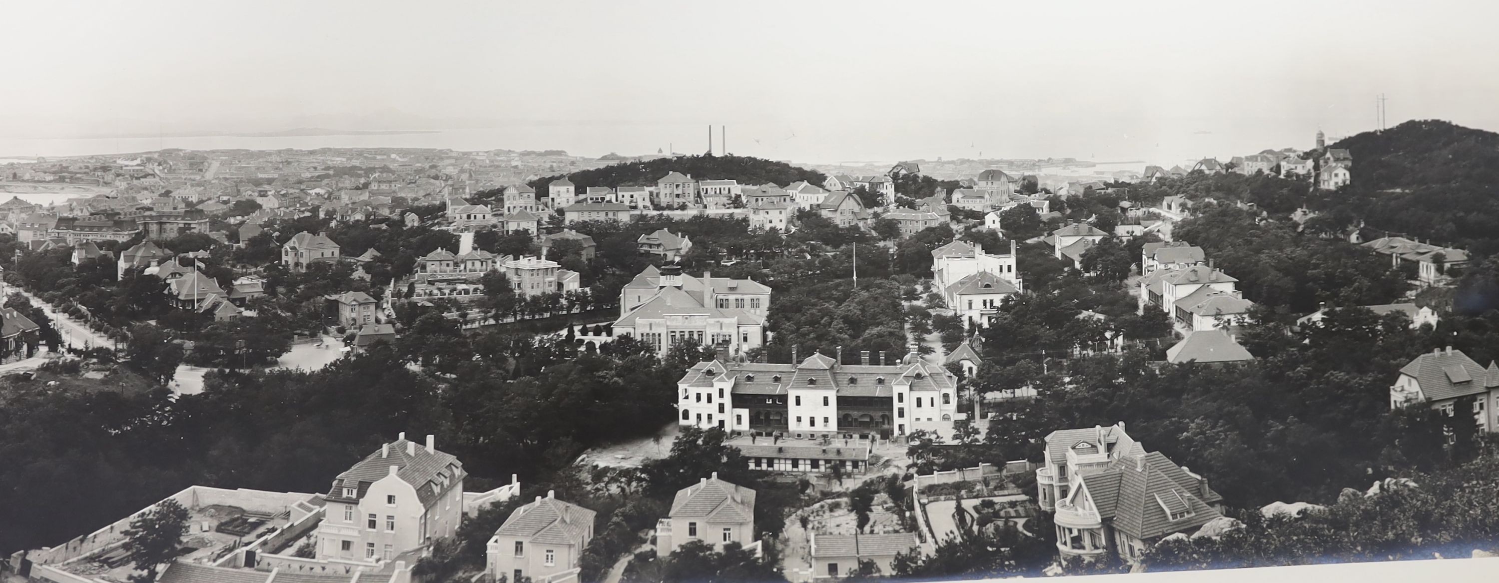 An early 20th century Chinese panoramic photograph of Qingdao Paper 149 x 25cm